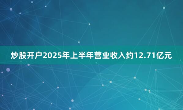 炒股开户2025年上半年营业收入约12.71亿元